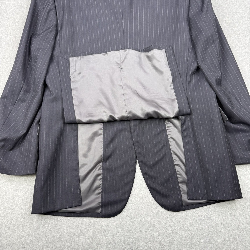 Saks Fifth Avenue Blazer Mens 42R Black Striped Super 130s Wool Loro Piana Coat - Picture 9 of 16